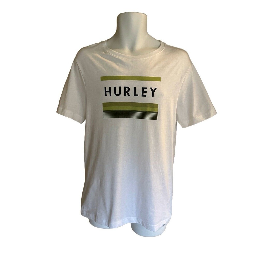 NEW Hurley Men's S White Logo Graphic Short Sleeve T-Shirt 100% Cotton